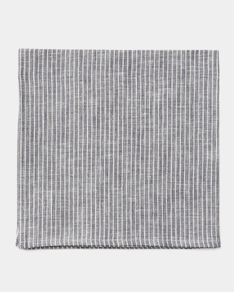 Linen napkin | gray thin white stripe