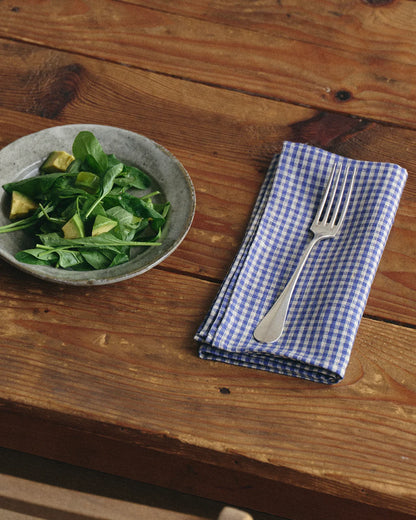 Linen Napkin | Blue natural check