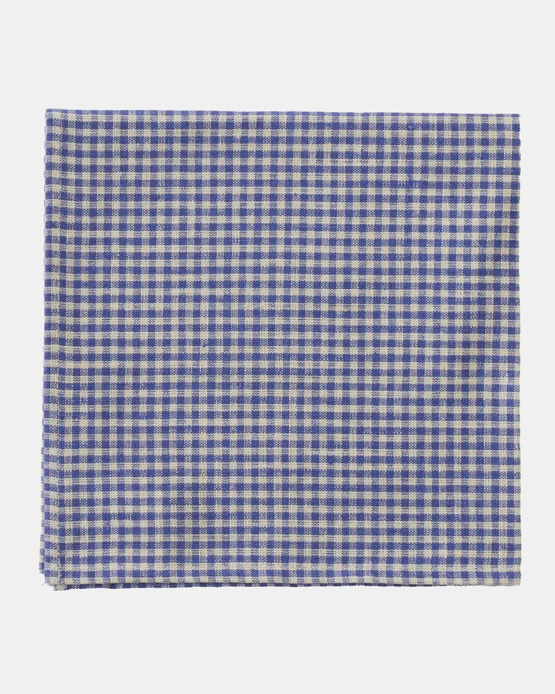 Linen napkin | blue natural check