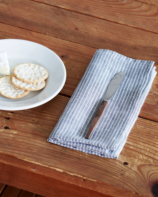 Linen Napkin | Gray Thin White Stripe