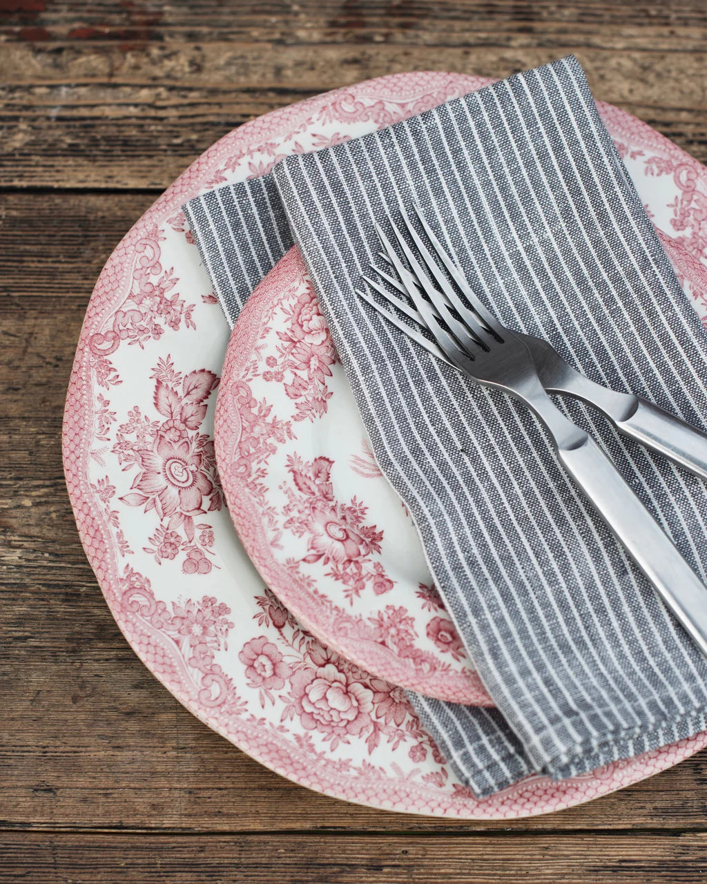 Linen Napkin | Gray Thin White Stripe